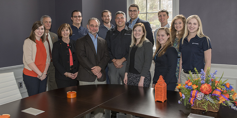 April 7, 2017 -
Mercedes-Benz Vans staff with student scholarship recipients and CU Engineering faculty group in Riggs Hall.