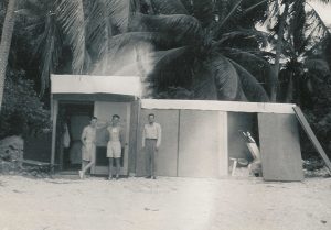 (From left) Jim Ring, George Streander and Donald Liebenberg stand next to the enclosure Liebenberg designed. Image courtesy of Donald Liebenberg