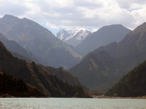Heavenly Lake, the highest lake in China at 6,500 feet.