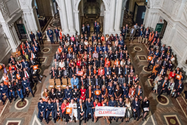 Aerial view of attendees of Library of Congress Baltimore-Washington alumni event.