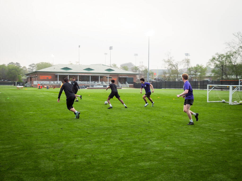Clemson Paralympic Soccer Team practicing for the upcoming match 