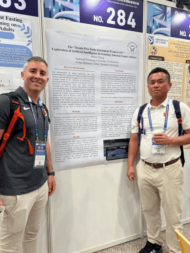 Tobar and colleague presenting research at the National Taichung University of Education