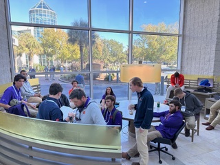 Teams study before the competition.