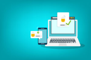 Phone and laptop display check marks for safety