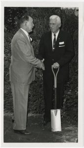 Earle Hall Groundbreaking Ceremony with Charles Horn and Samuel Earle 1958