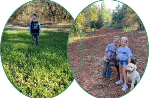 Trent Phillips checking on his growing Wildlife Food Plot. Martin and Paisley Ramsey preparing their Wildlife Food Plot.