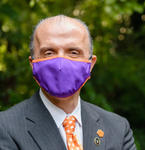 Clemson University Vice President for Research Tanju Karanfil wearing a mask to help slow the spread of COVID-19