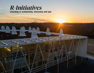 This is a photo of Lee Hall at Clemson University with the words "R-Initiatives, investing in scholarship, discovery and you" Click the photo to access a webpage that details R-Initiative funding programs. 