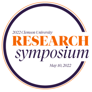 The Research Symposium logo includes the words "2022 Clemson University Research Symposium" written inside an orange and purple circle. 