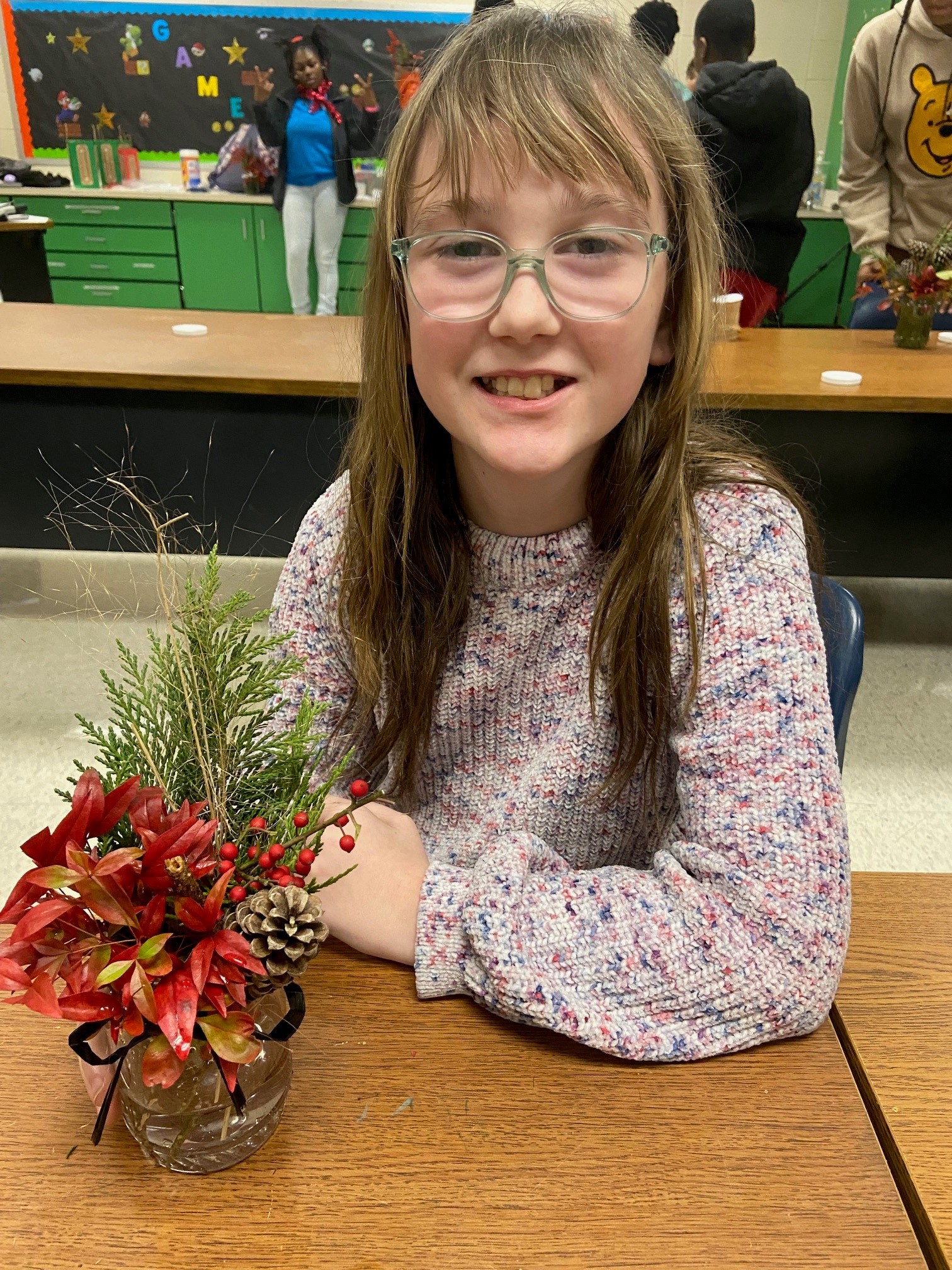 4-Her making a winter bouquet