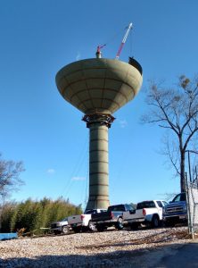 A photo of the new water tank currently under construction, dated January 2017.