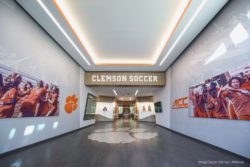 Photo of the interior space of the Soccer Ops Complex. Image credit: Clemson Athletics