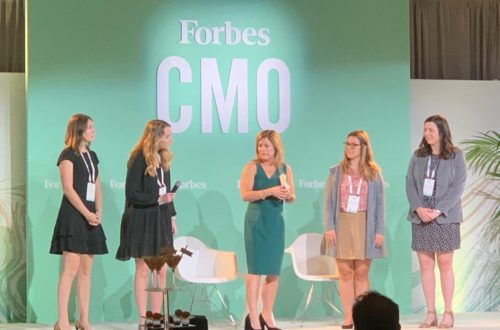 ClemsonGC student and intern at Erwin Center for Brand Communications, Caroline Schoenberger, attends Forbes CMO Summit