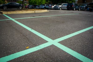 Photo of employee parking spaces
