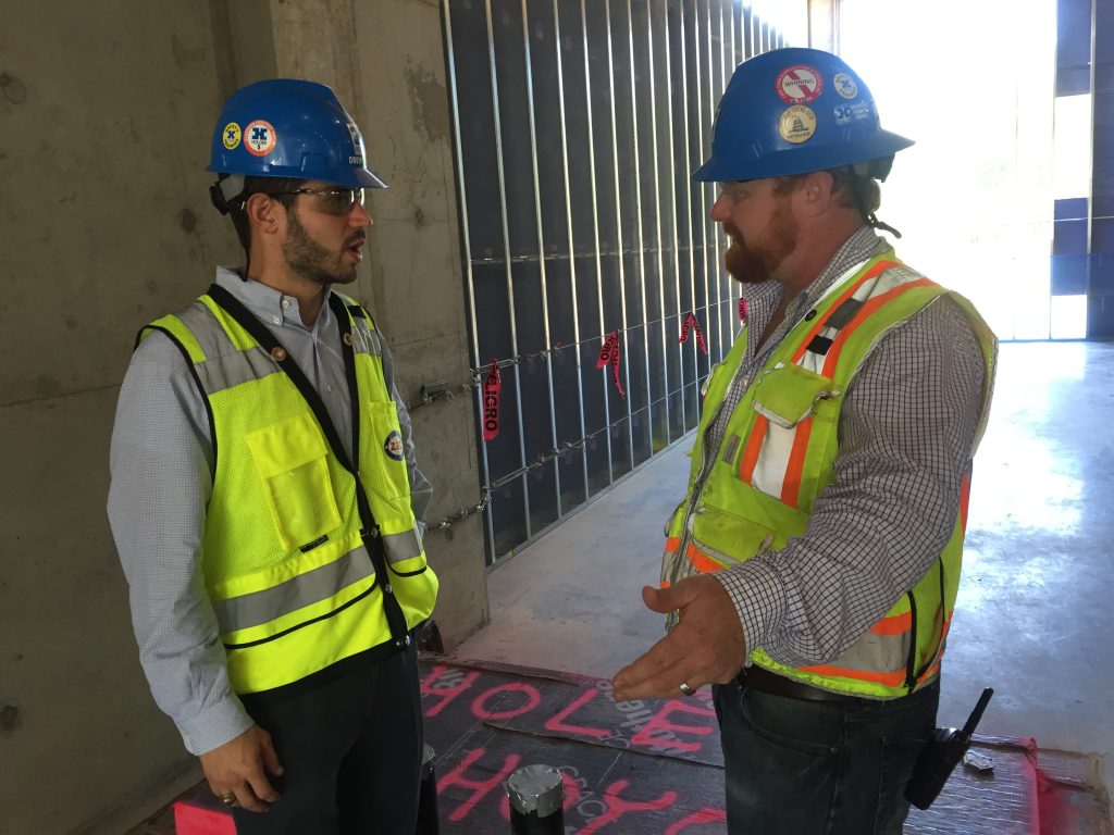 Clemson graduates Drew Turner and Tony Greene work for Holder construction. They were happy to be back at their alma mater.