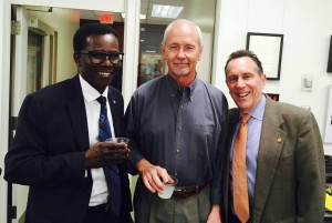 Left to right: Associate Dean Constancio Nakuma, Alton Brant, and Dean Richard Goodstein at the retirement party.