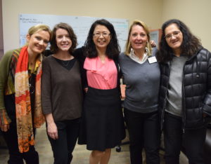 Some members of the Declamation Committee. From L-R, Anne Salces y Nedeo, Amy Sawyer, Su-I Chen, Julia Schmidt, and Dolores Martín. (Photo courtesy of Clemson University.)