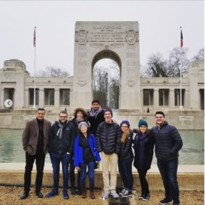 Mari with the 2018 American Diplomacy study abroad cohort in Paris, France. (Photo courtesy of Mari Lentini.)