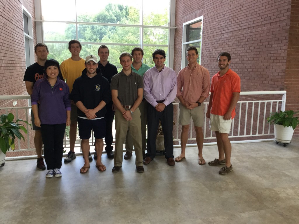 Clemson University Students participating in the Boeing AerosPACE program (Left to Right): Max Conant, Tao Jiang, Kyle Kennedy, Kevin Czajka, Peter Gallagher, Corey Benson; Dallas Young, Justin Showgi, Russell Willems,  Michael Grosso (Not pictured: Derek Yarke, James Dwyer, Dr. Randy Collins, Dr. Greg Mocko)