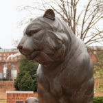 Photo of bronze tiger statue at Memorial Stadium