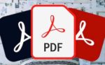 Three Adobe PDF logos in black, white, and red.