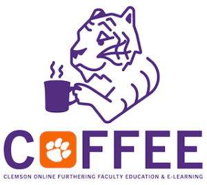 Purple Tiger logo holding a coffee mug