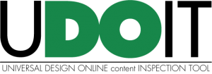 Green and Black UDOIT Logo: Universal Design Online (content) Inspection Tool