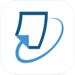 Turnitin Icon. Image is a blue rectangle, in the shape of piece of paper, with a blue curved line leading into the bottom of the paper. 