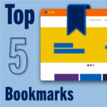 Text that reads "Top 5 Bookmarks" with graphic of a website with a bookmark ribbon overtop