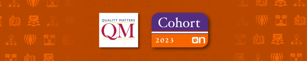 Orange banner graphic with QM and Cohort logos.