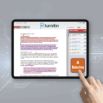 TurnItIn interface on an iPad with AI detection button.