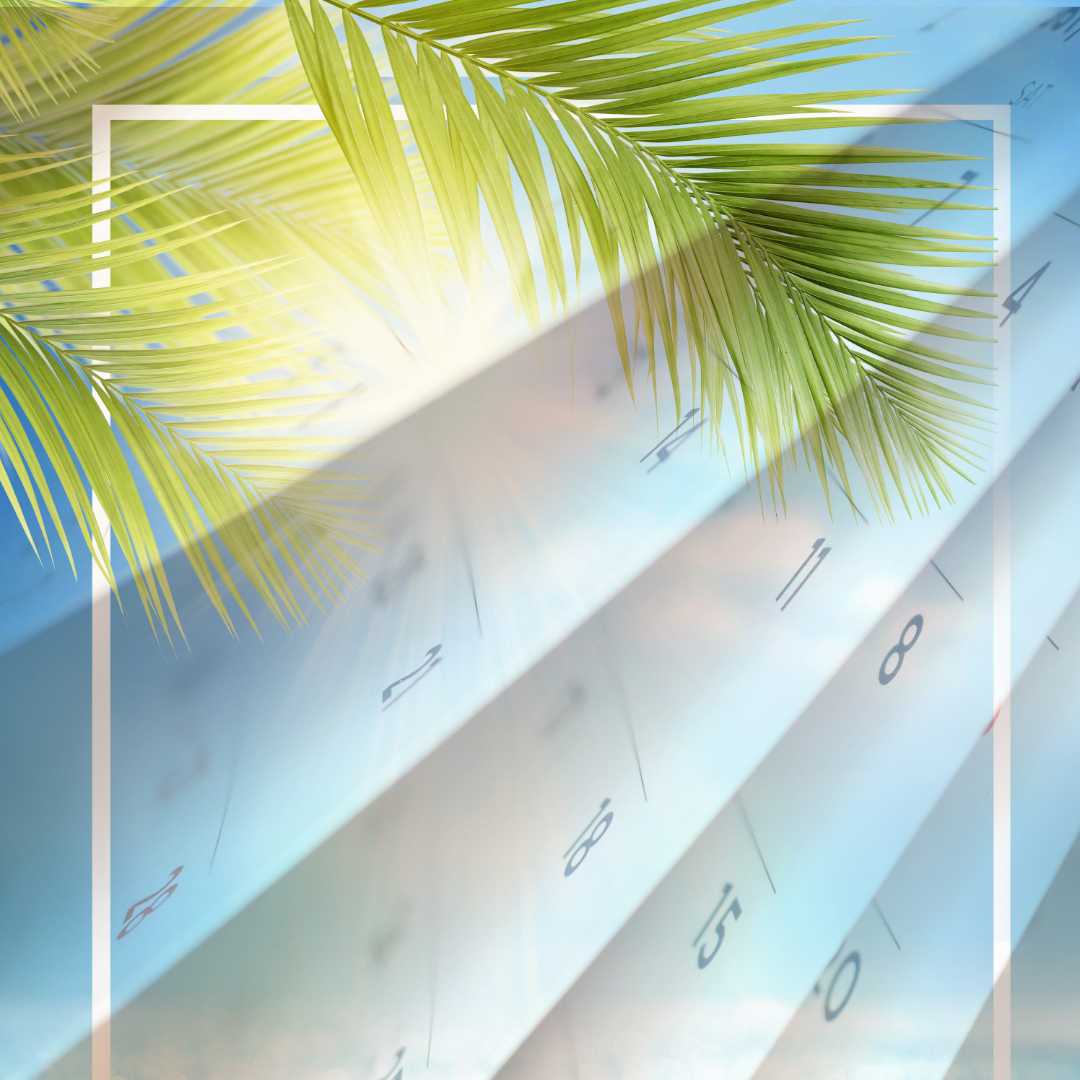 Image depicting palm tree leaves and calendar days