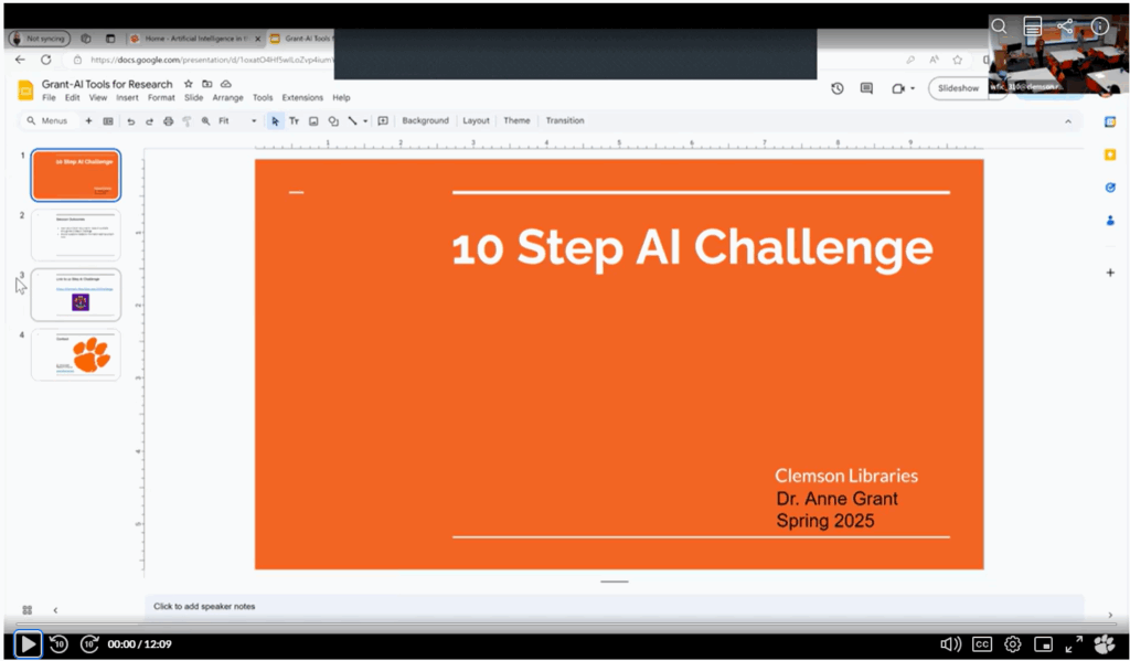 Learning More About GenAI Tools starting slide
