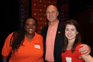 President Clements with students De Anne Anthony and Savannah Mozingo at Orange Bowl Brunch Jan 3, 2014