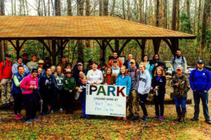 Photo of first day hikers at Croft State Park in South Carolina. 