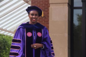 Picture of Carmen Nibigira at Clemson's doctoral hooding ceremony in May 2019.