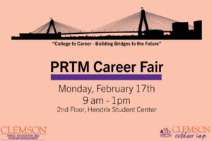 The PRTM Career Fair is on Monday, February 17 between 9 am and 1 pm in the Hendrix Center.