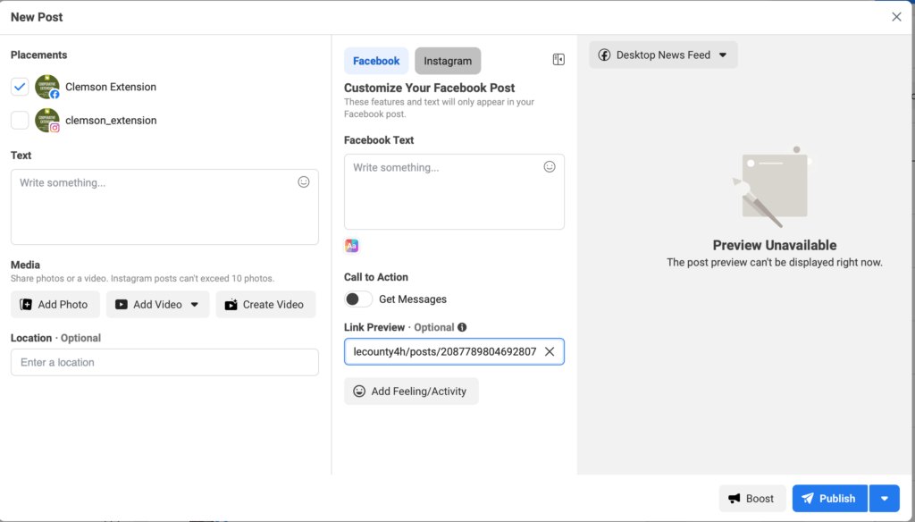 Facebook scheduling 