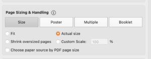 Screenshot of print preview window in Adobe Acrobat