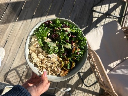 A meal using the Diabetes Plate Method: 1/2 of the plate non-starchy vegetables, 1/4 of the plate lean protein, and 1/4 of the plate carbohydrates and starches. 