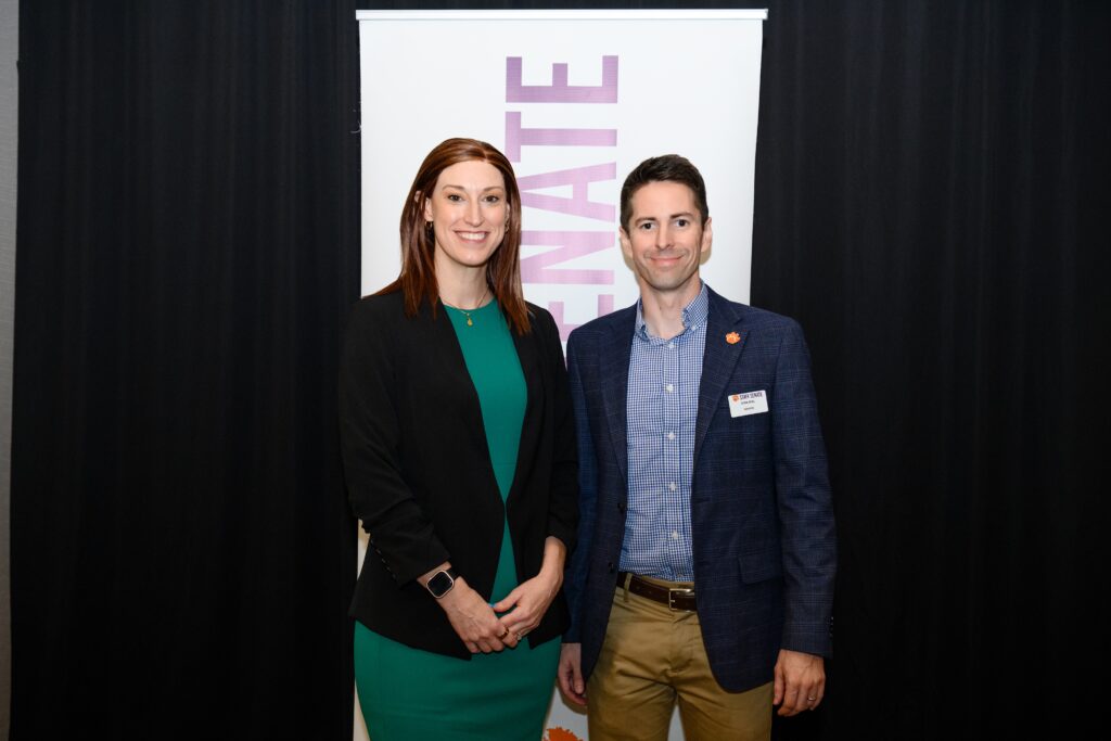 Staff Senate President Victoria Perry and Vice President Ryan Real at the May 2026 Staff Senate Awards Ceremony