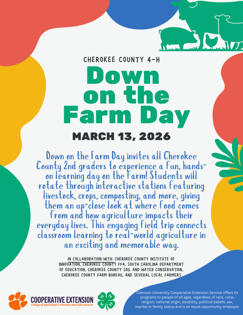 Flyer for Cherokee County's Down on the Farm Day