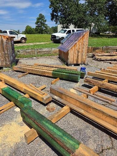 Treated timbers before being put into the ground