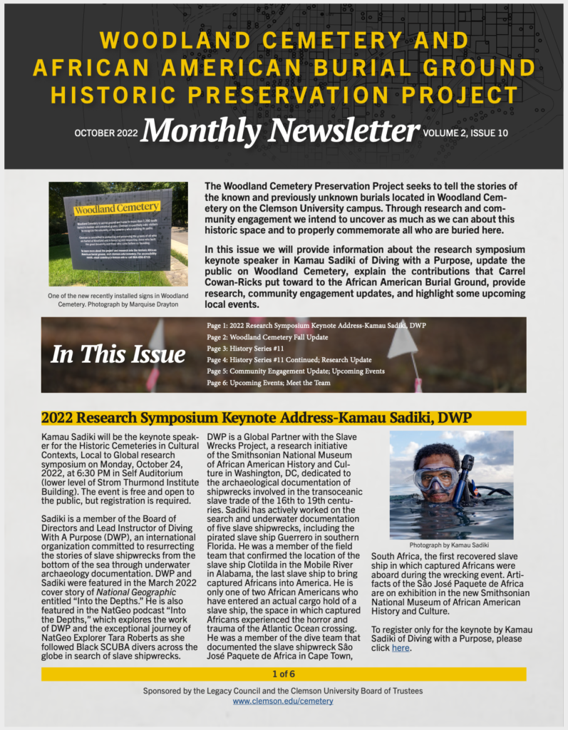 Cover page for October 2022 newsletter