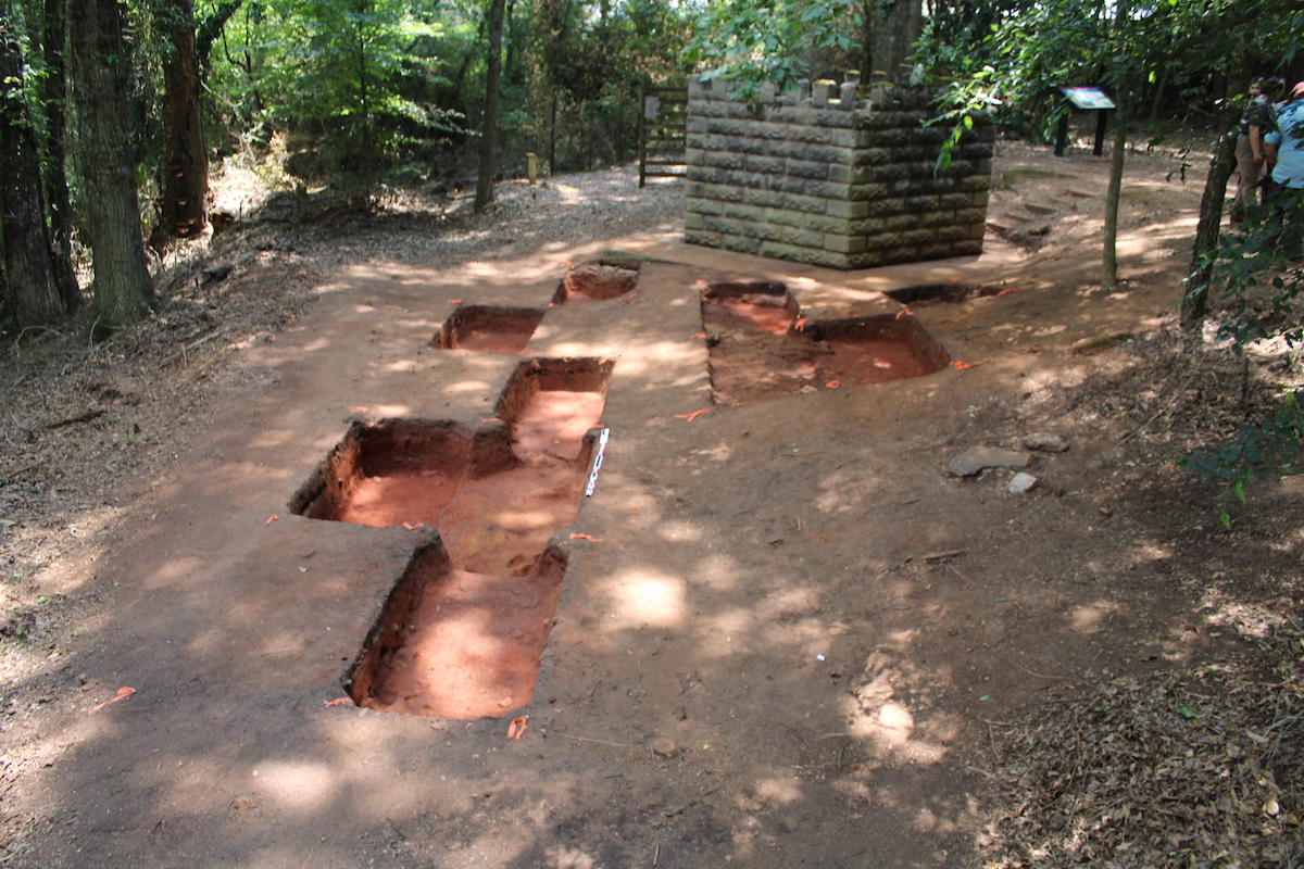 Archaeological test pits at the Fort Rutledge site.
