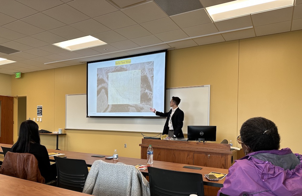 Lucas presenting at the Universities Studying Slavery in South Carolina Conference at Frances Marion University in February 2023.