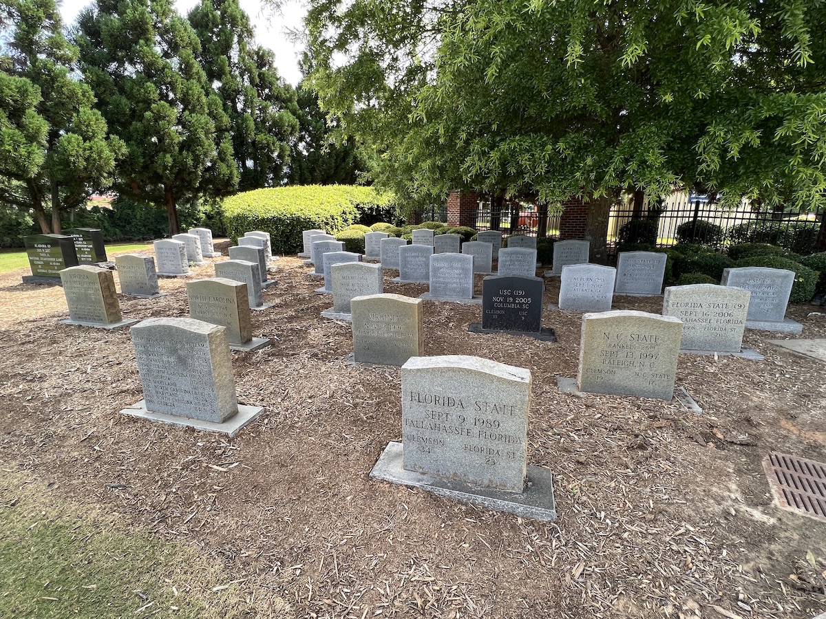 Clemson Football's "The Graveyard," which marks AP/Coaches Poll Top 25 wins on the road earned by the Clemson Tigers.